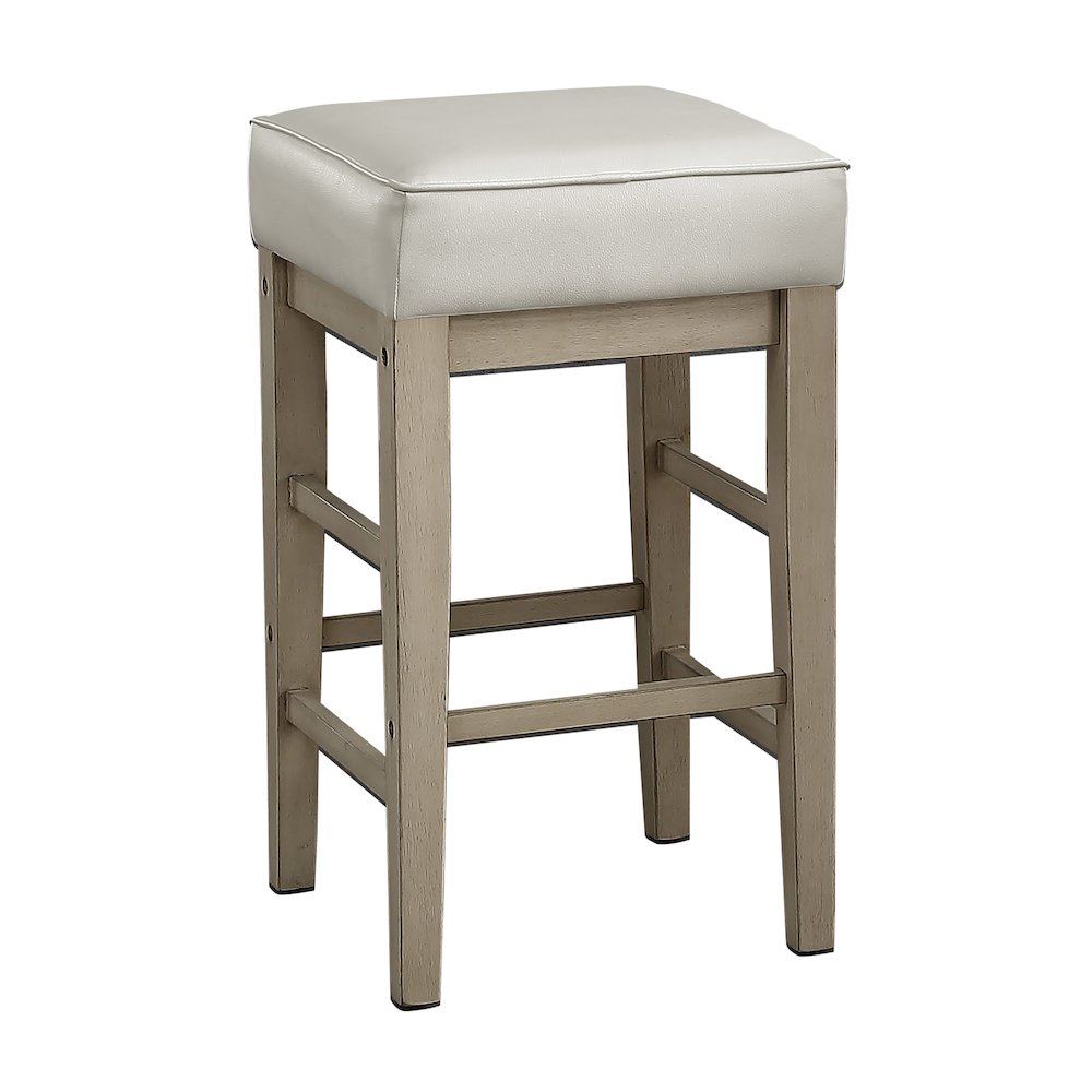 Pittsville Solid Wood 24" Height Square Stool, Set of 2 in White