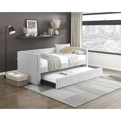 Chapman Corduroy Daybed with Trundle in Gray