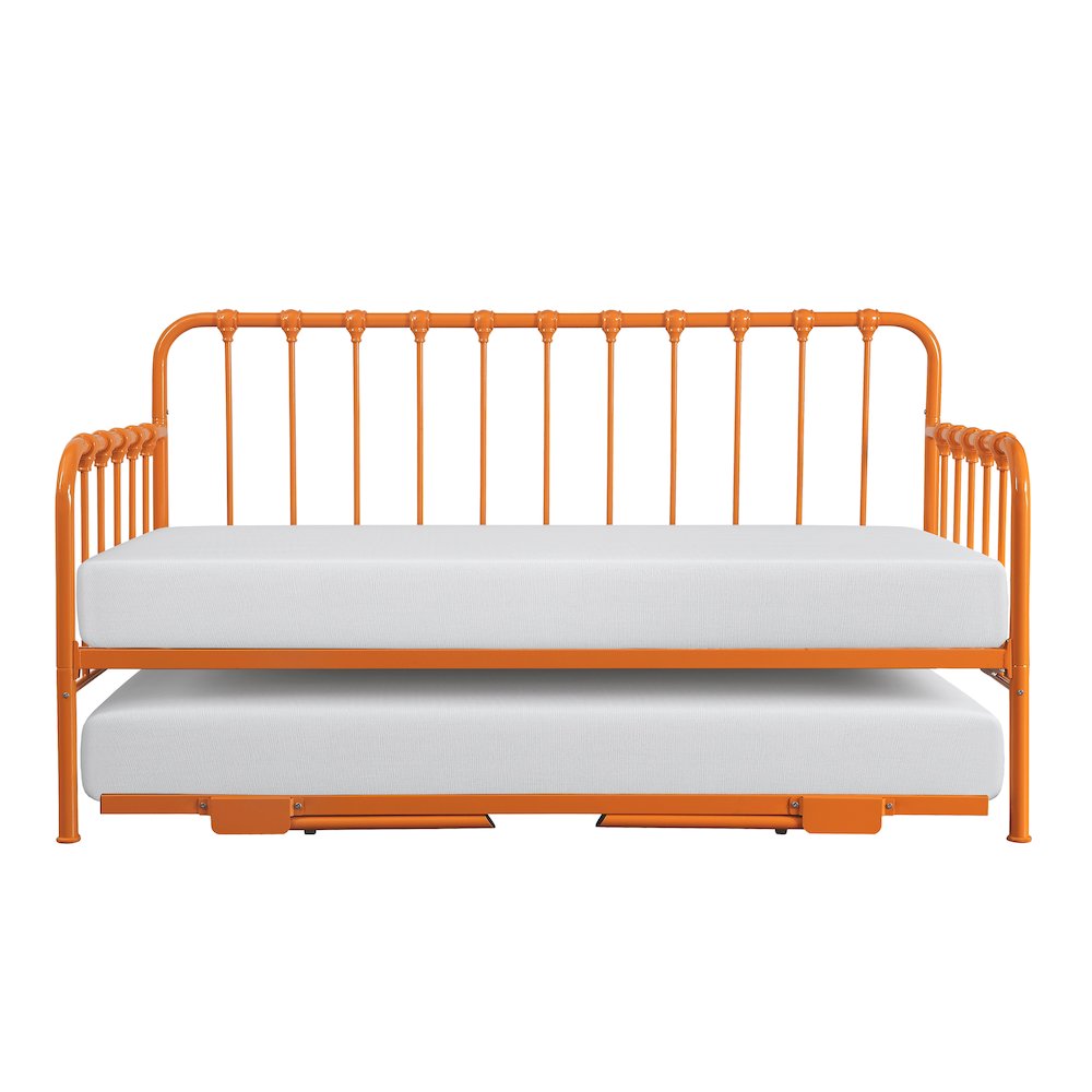 Constance Metal Daybed with Trundle in Orange Finish