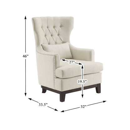 Adriano Textured Wingback Chair in Beige