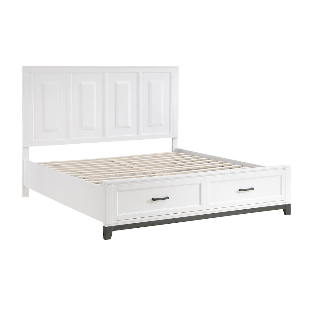 Garretson Acacia EK Pltfm Bed in 2-Tone Finish (White and Metallic Gray)