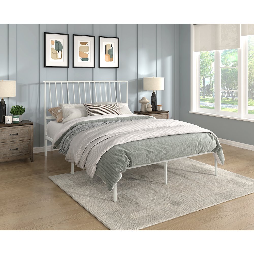 Augusta Metal Eastern King Metal Platform Bed in White