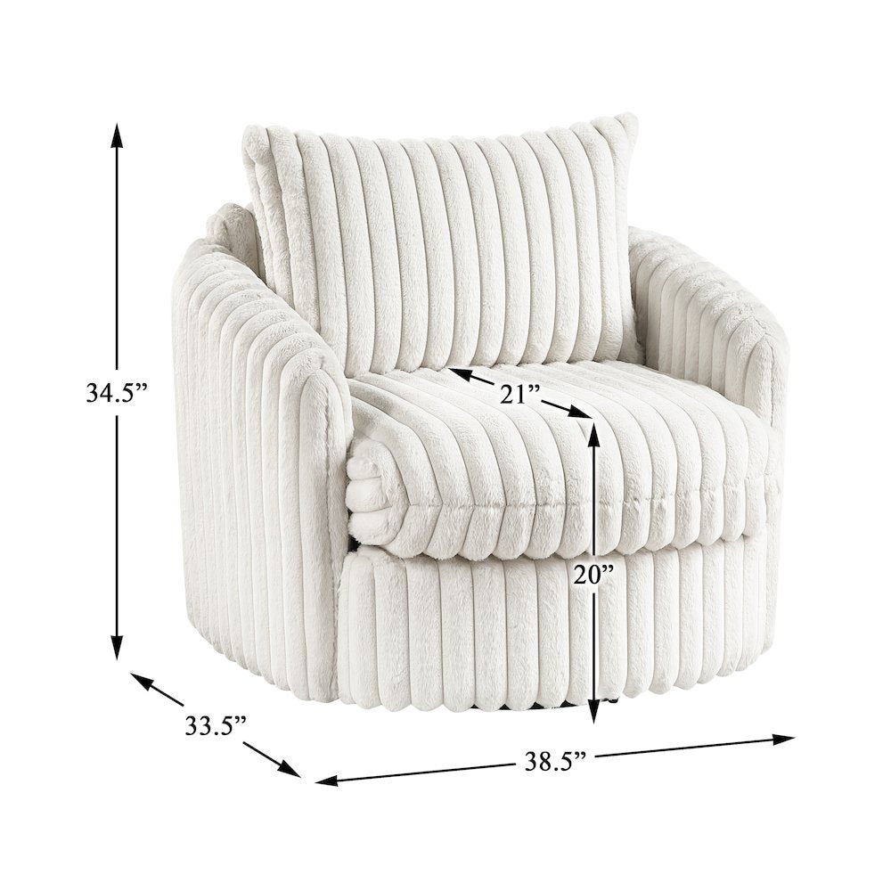 Tomball Corduroy Swivel Chair in Beige
