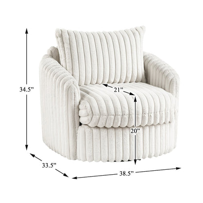 Tomball Corduroy Swivel Chair in Beige