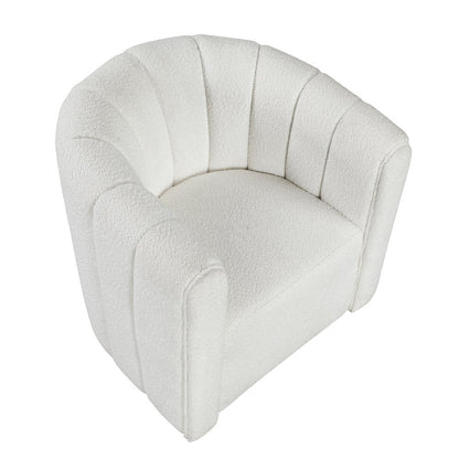 Essex Boucle Swivel Chair with Ottoman in White