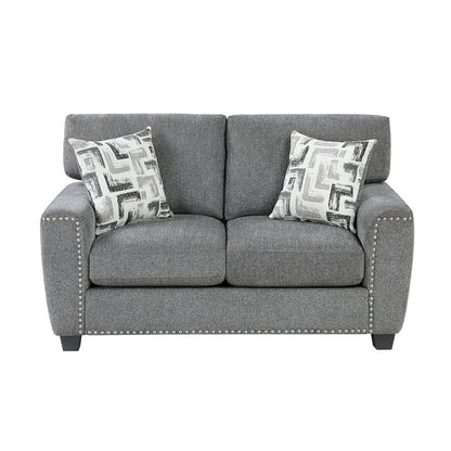 Isabel Chenille 2pc Set: Sofa, Loveseat in Dark Gray