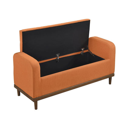 Brigitte Textured Lift Top Storage Bench in Orange