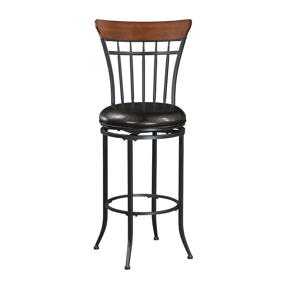 Ira Faux Leather Swivel Pub Height Chair in Brown