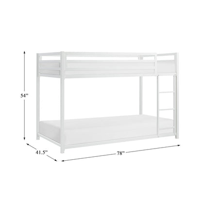 Jovie Metal Twin Over Twin Metal Bunk Bed in White