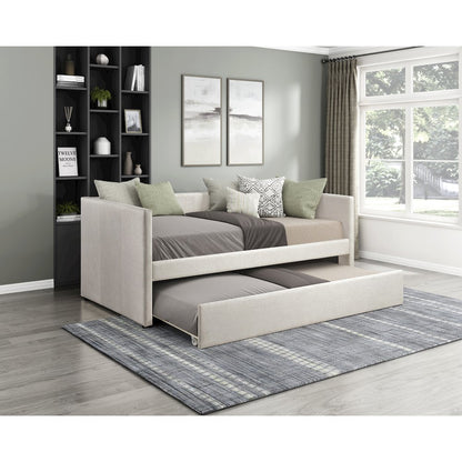 Trudy Textured Daybed with Trundle in Beige