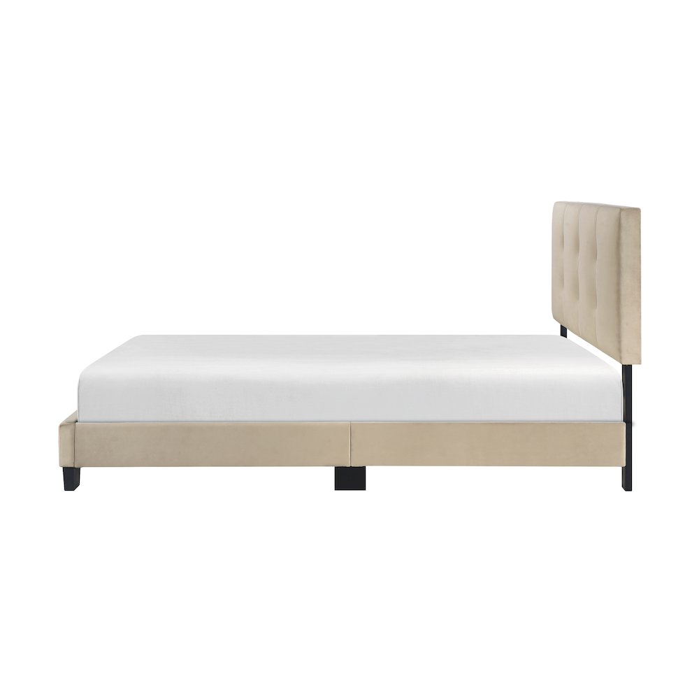 Newberry Velvet Full Platform Bed in Light Brown