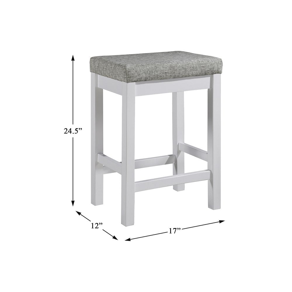 Connected Velvet Counter Height Set (Set of 4) in White Finish
