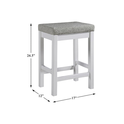 Connected Velvet Counter Height Set (Set of 4) in White Finish