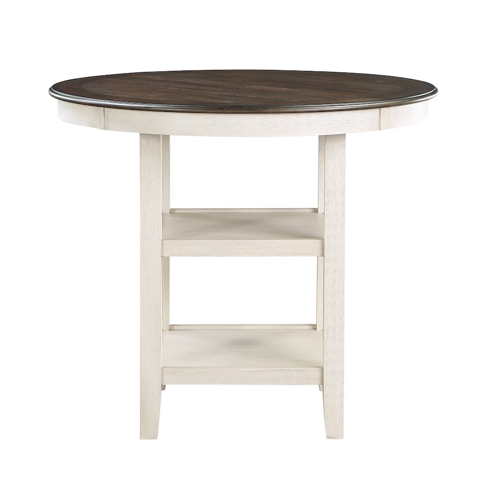 Asher Wood Counter Height Table in Brown and Antique White Finish
