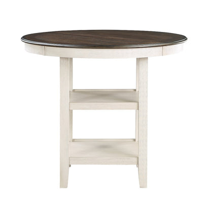 Asher Wood Counter Height Table in Brown and Antique White Finish