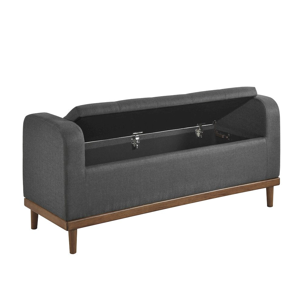 Brigitte Textured Lift Top Storage Bench in Dark Gray
