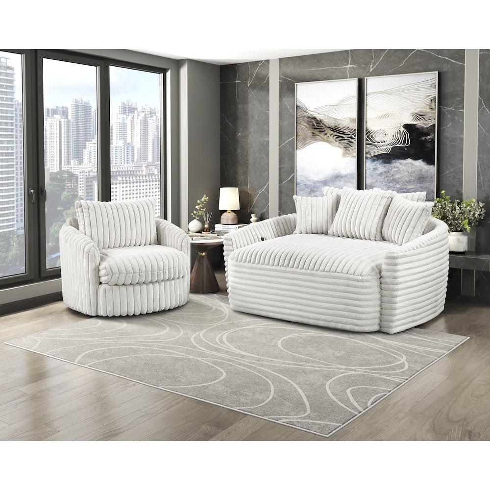 Tomball Corduroy Oversized Chaise Lounge in Beige