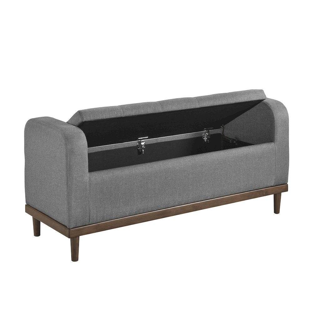 Brigitte Textured Lift Top Storage Bench in Gray