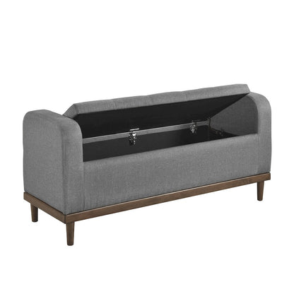 Brigitte Textured Lift Top Storage Bench in Gray