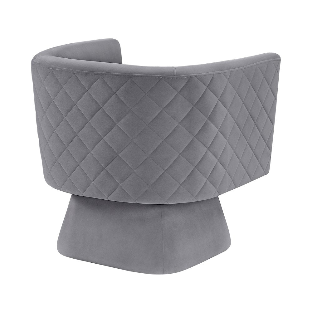 Candace Velvet Swivel Chair in Gray