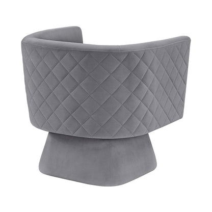 Candace Velvet Swivel Chair in Gray