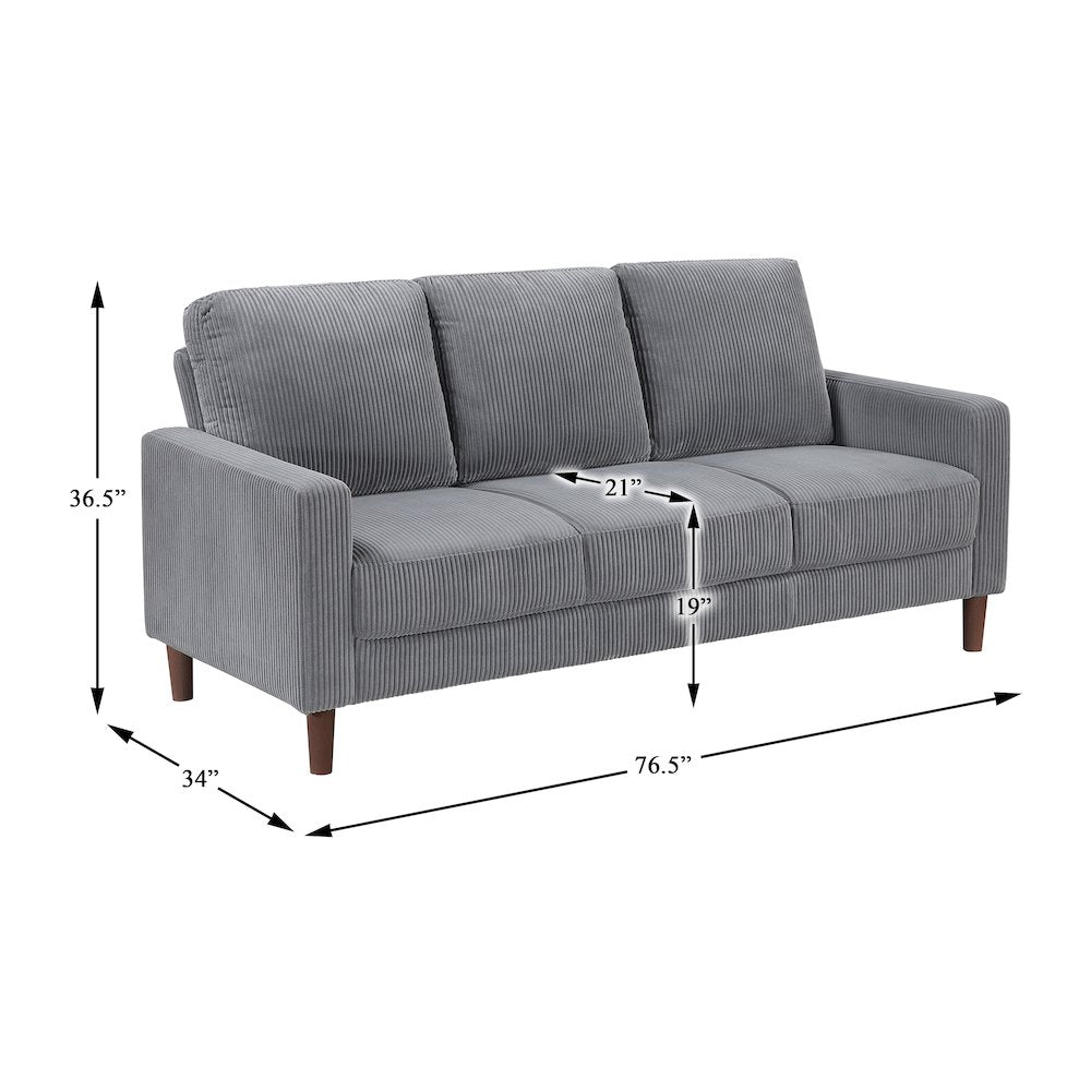 Crandall Corduroy Sofa in Gray