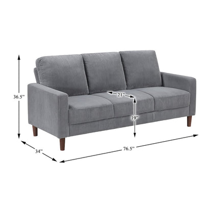 Crandall Corduroy Sofa in Gray