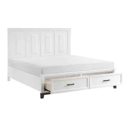 Garretson Acacia EK Pltfm Bed in 2-Tone Finish (White and Metallic Gray)