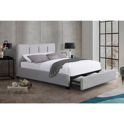 Aitana Textured California King Platform Bed with Storage Drawer in Gray