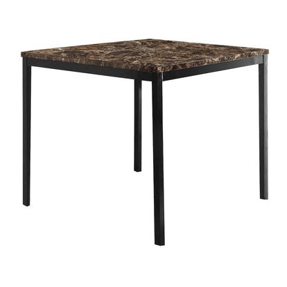 Tempe Faux Marble Top Counter Height Dining Table in Black Metal Finish