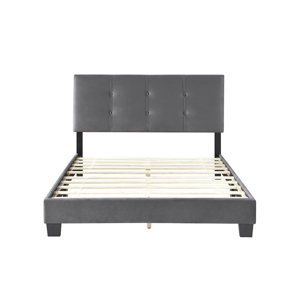 Newberry Velvet Full Platform Bed in Dark Gray