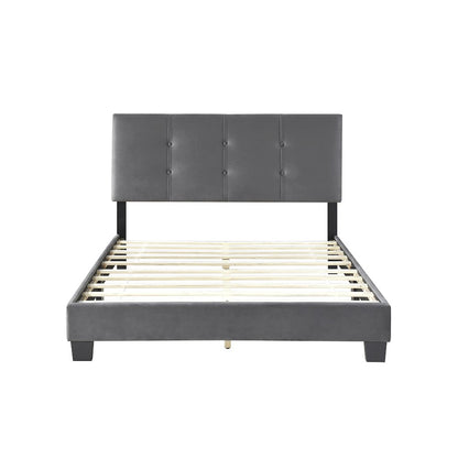 Newberry Velvet Full Platform Bed in Dark Gray