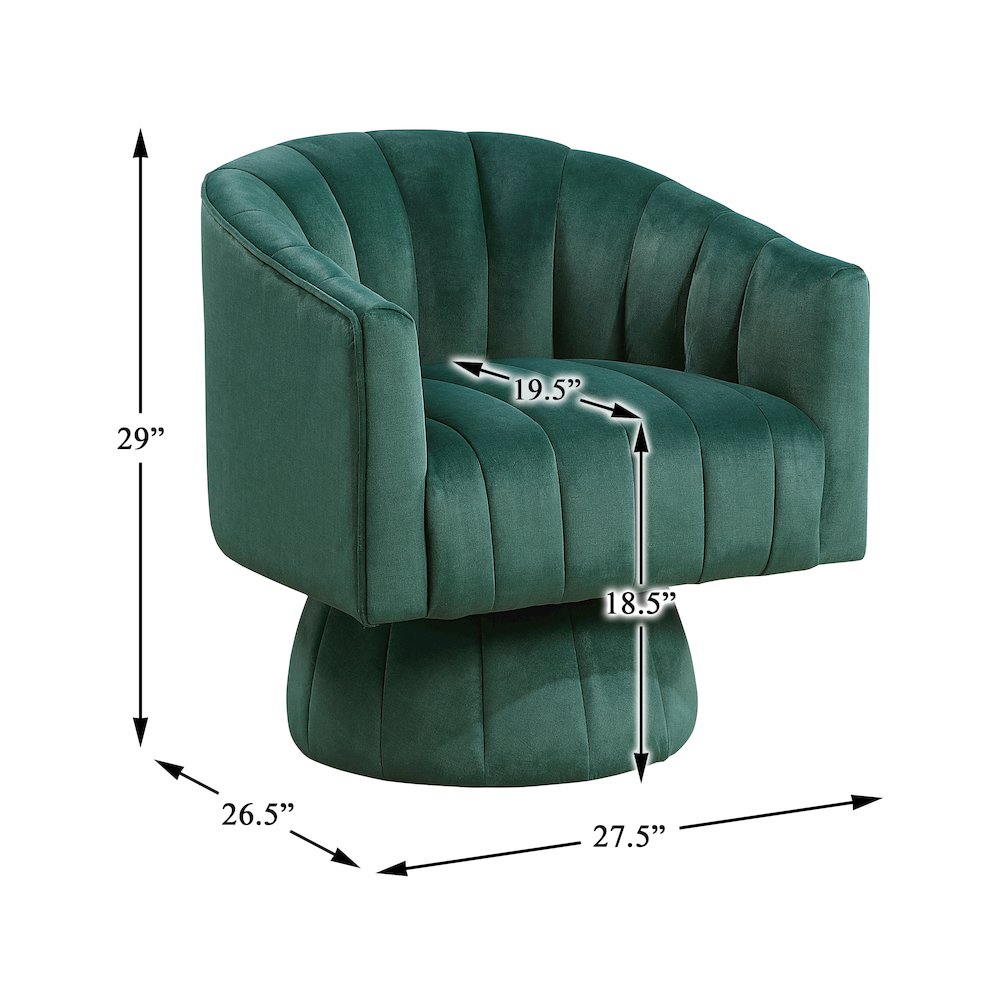 Lonita Velvet Swivel Chair in Dark Green