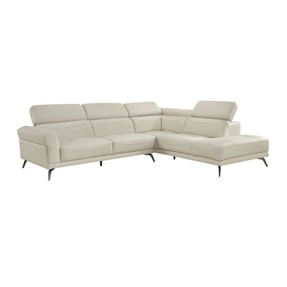 Giselle Leather 2-Piece Sectional with Right Side Chaise in Beige