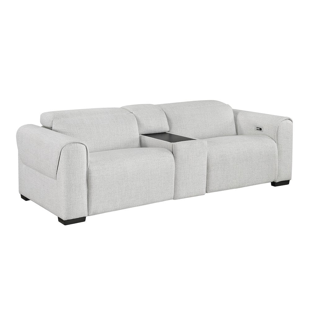 McPherson Chenille Power Double Reclining Love Seat in Cloud