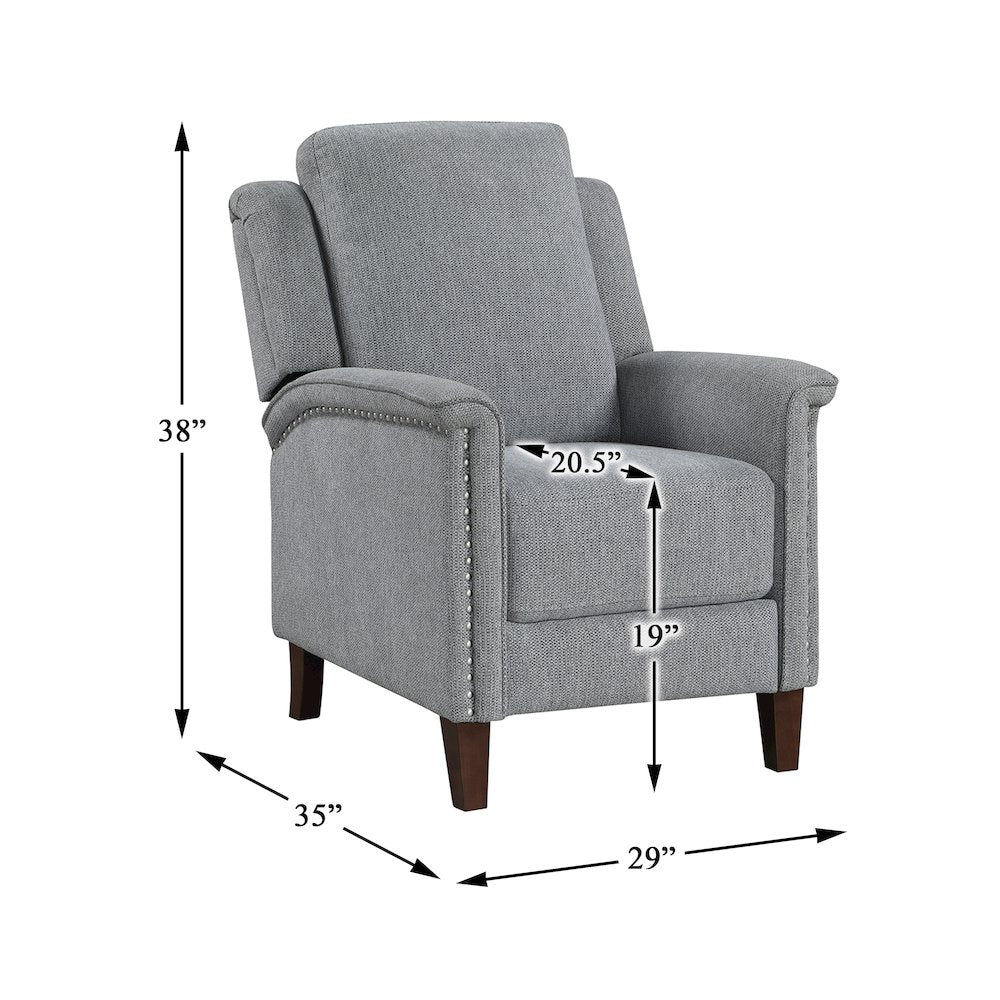 Lansing Chenille Push Back Reclining Chair in Gray