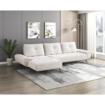 Dominic Chenille 2-Piece Sectional with Left Chaise in Beige