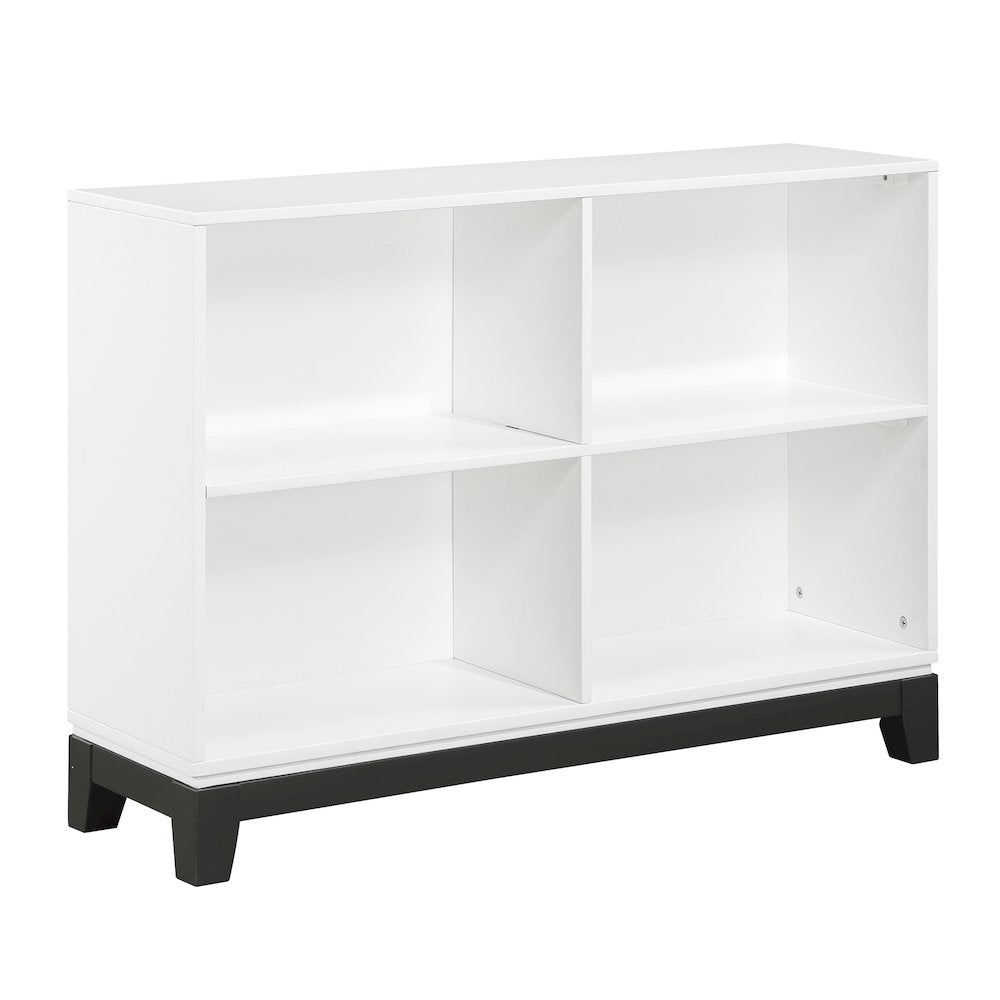 Garretson Acacia Bookcase in 2-Tone Finish (White and Metallic Gray)