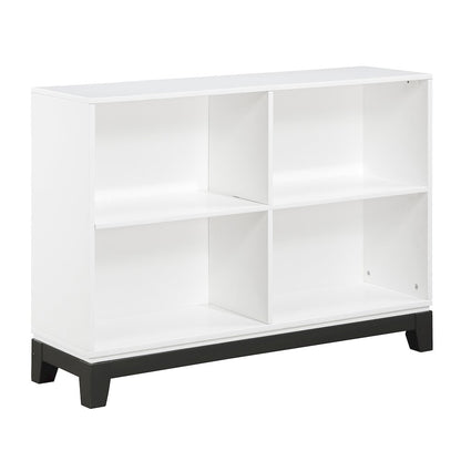 Garretson Acacia Bookcase in 2-Tone Finish (White and Metallic Gray)