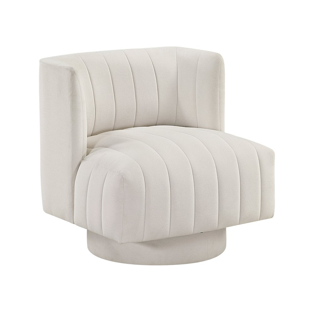 Joyce Textured Swivel Chair in Beige