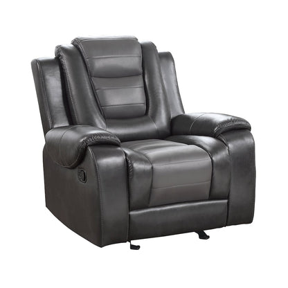 Briscoe F. Leather Gldr Rclng Chair in 2-Tone (Light Gray and Dark Gray)