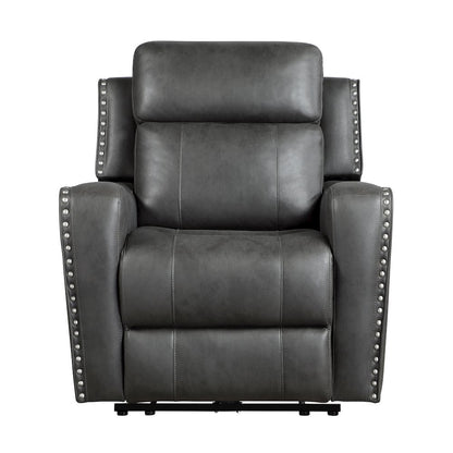 Kellen Microfiber Power Reclining Chair in Smoky Gray