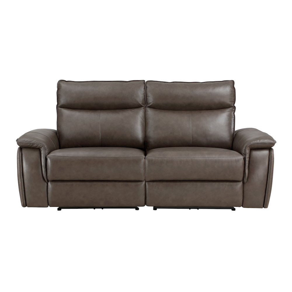 Maroni Leather Power Double Reclining Love Seat in Dark Brown