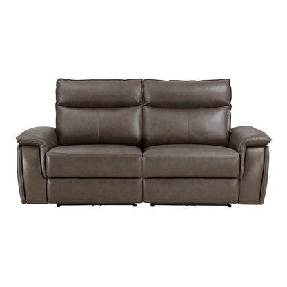Maroni Leather Power Double Reclining Love Seat in Dark Brown
