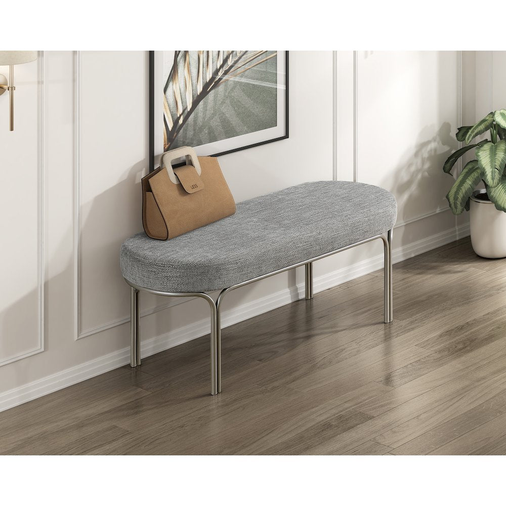 Waldon Chenille Bench in Gray