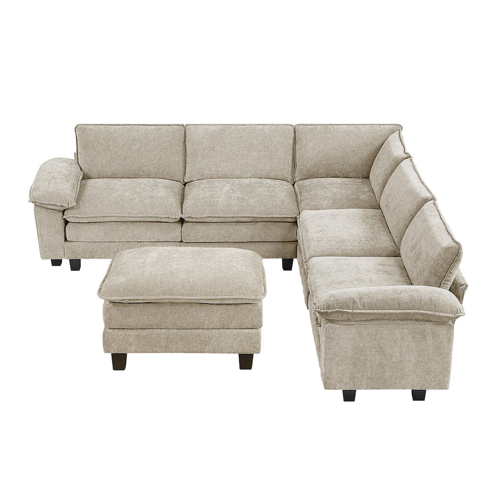 Dublin Chenille 6-Piece Modular Sectional with Ottoman in Taupe