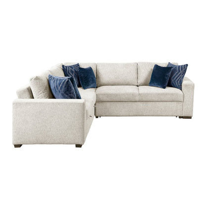 Isla Microfiber 3-Piece Sectional with Pull-out Bed in Beige