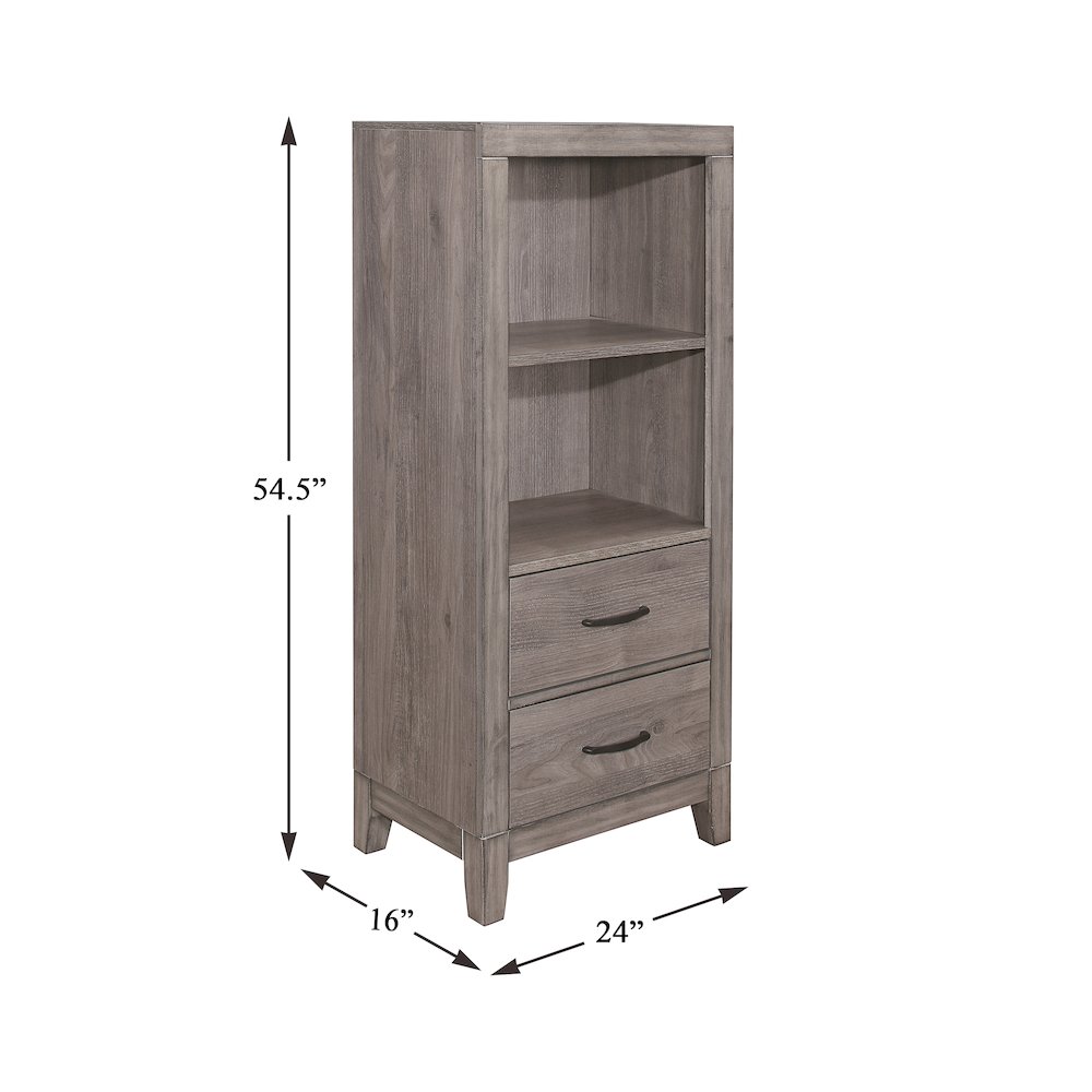 Woodrow Asian Hardwood Pier/Tower Nightstand in Gray