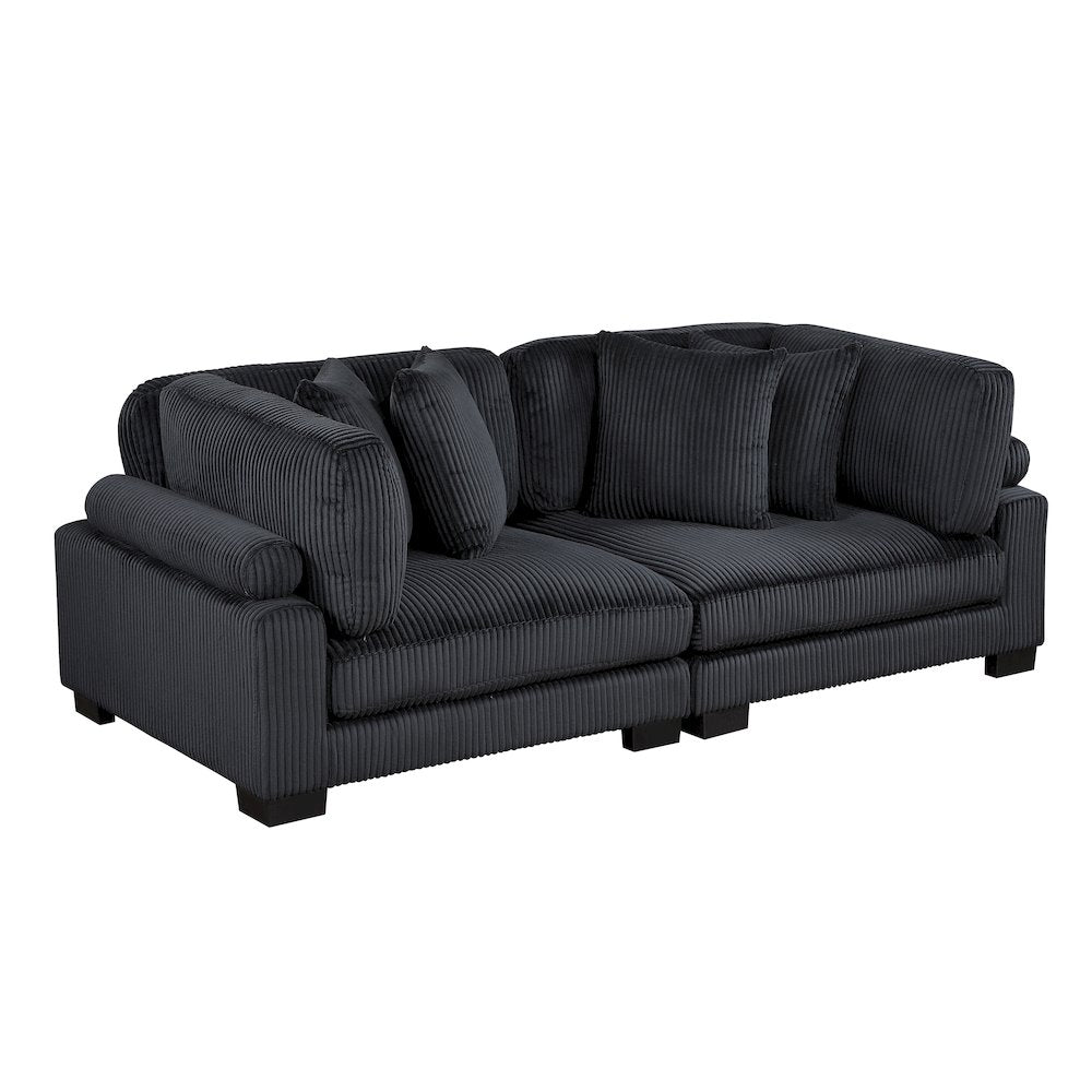 Traverse Corduroy Love Seat in Black
