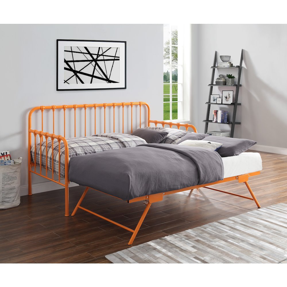 Constance Metal Daybed with Trundle in Orange Finish
